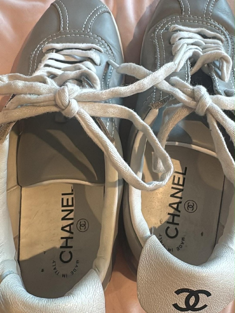CHANEL Light Grey & Black Sneaker Box Label